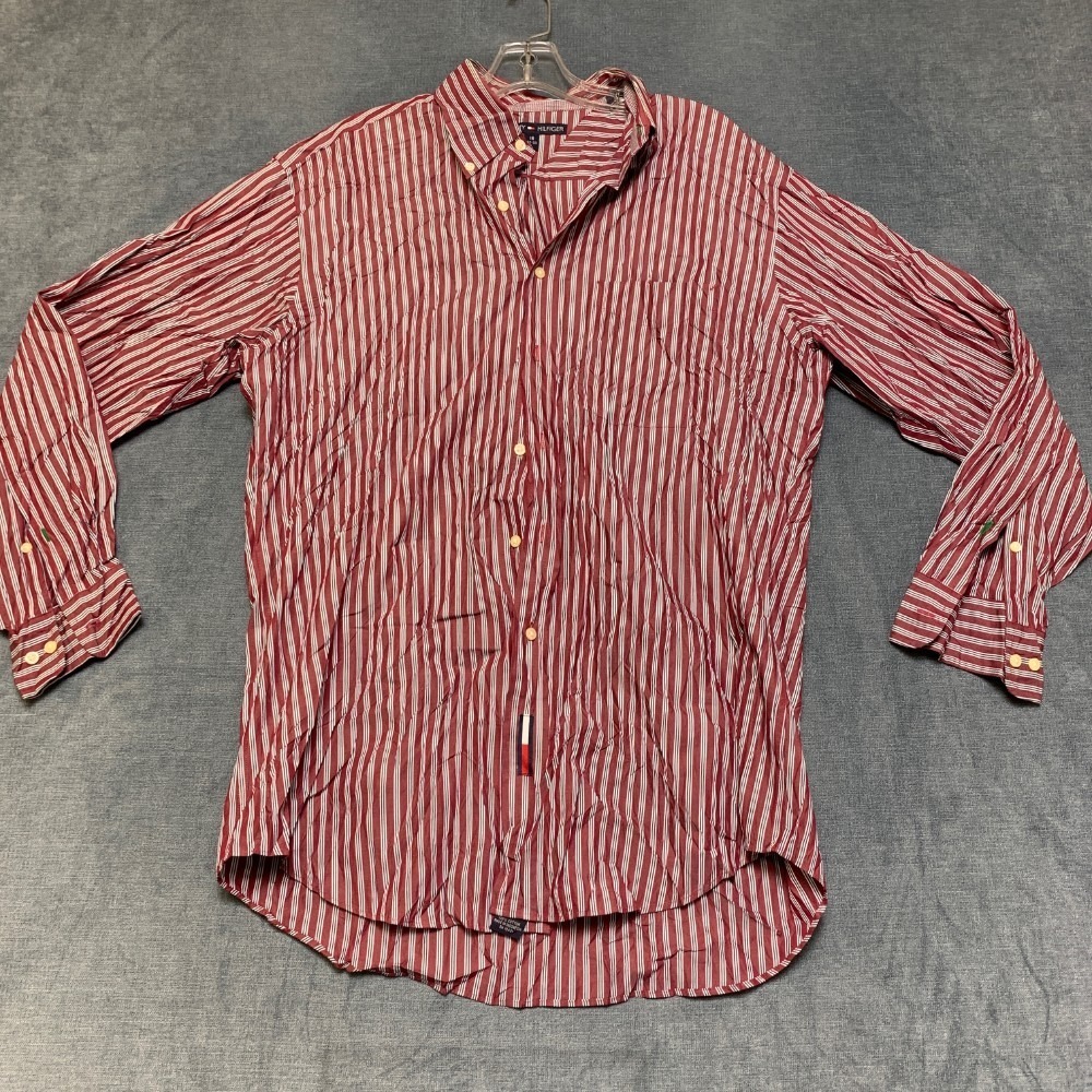 Tommy Hilfiger Dress Shirt Mens 16 32-33 Large Multicolor Striped Business